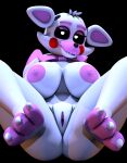  3_toes 3d_(artwork) absurd_res animatronic anthro areola big_areola big_breasts black_nose black_sclera bow_tie breasts butt canid canine claws clitoris digital_media_(artwork) ears_down eyelashes fangs feet female five_nights_at_freddy&#039;s five_nights_at_freddy&#039;s_2 fox front_view genitals geometryboymejia hi_res looking_at_viewer machine mammal mangle_(fnaf) pivoted_ears presenting presenting_pussy pussy reclining red_cheeks robot shadow simple_background soles solo spread_legs spreading toe_claws toes video_games white_body 