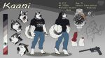  2021 anthro blue_eyes canid canine canis clothed clothing digital_media_(artwork) domestic_dog english_text green_eyes kittydee male mammal model_sheet open_mouth smile solo teeth text tongue yellow_eyes 