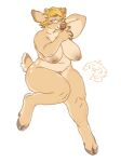  anthro big_breasts blonde_hair bovid bovine breasts cattle cloven_hooves eyewear female glasses hair hooves inverted_nipples looking_at_viewer mammal matuska nipples overweight overweight_anthro overweight_female short_hair short_tail simple_background smile solo thick_thighs white_background 