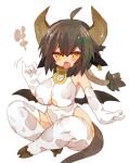  2017 amber_eyes blush collar cute_fangs female horn horseshoe humanoid invalid_tag mofuaki open_mouth simple_background sitting solo tongue tongue_out white_background winged_humanoid wings 