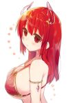  2016 big_breasts blush breast_implants breasts female hair horn horned_humanoid humanoid mofuaki not_furry red_eyes red_hair simple_background solo white_background 