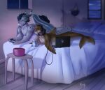  anthro aquatic_dragon bed beverage cetacean computer controller delphinoid dorsal_fin dragon duo feral fin flippers furniture game_controller headgear headphones headset horn hybrid laptop male mammal marine pillow pinniped ringstudios seal straw toothed_whale video_games window wings 