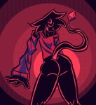  aliasing ambiguous_gender big_butt bottomless butt clothed clothing dakuterooty dark_body dark_skin dithering gradient_background humanoid null_(dakuterooty) presenting shadow_creature simple_background sleeves solo thick_thighs topwear 