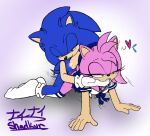 &lt;3 all_fours amy_rose anthro blue_body bodily_fluids clothed clothed/nude clothed_female_nude_male clothing cum cum_inside doggystyle drooling duo eulipotyphlan female footwear from_behind_position genital_fluids green_eyes hedgehog hi_res male male/female mammal nude penetration pink_body saliva school_uniform sega sex shad-kun socks sonic_the_hedgehog sonic_the_hedgehog_(series) thrusting uniform 