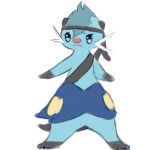  1:1 ambiguous_gender anthro blue_body blue_fur clothing dewott fluffy fur hair headgear headwear hi_res markings_(fur) nintendo pok&eacute;mon pok&eacute;mon_(species) silver_eyes silver_sclera simple_background snoiifoxxo solo video_games whiskers white_background 