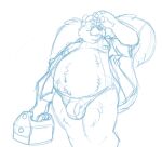  2017 anthro belly blue_and_white bravo bulge clothing facial_hair humanoid_hands male mammal mephitid monochrome moobs mustache nipples overweight overweight_male simple_background sketch skunk solo underwear white_background 