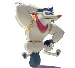  2021 anthro beard biped blue_hair facial_hair hair hi_res male mammal mogma nintendo nookdae paws simple_background skyward_sword solo the_legend_of_zelda video_games white_background white_body 