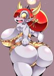  big_breasts big_butt bikini_skirt blush bottomwear breasts butt clothing cocco disney female fire hair hair_over_eye hekapoo hi_res horn horned_humanoid huge_breasts huge_butt humanoid not_furry one_eye_obstructed red_hair skirt solo star_vs._the_forces_of_evil white_body 