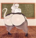  annoyed anthro big_breasts big_butt bottomwear breasts burmecian butt chalkboard classroom clothing female final_fantasy francine_(karps) fur garter_straps hair hi_res high_heels huge_butt huge_thighs hyper hyper_butt hyper_thighs inside leggings legwear looking_back mammal panties rodent school skirt solo square_enix stunnerpony teacher thick_thighs thigh_highs underwear video_games white_body white_fur white_hair 