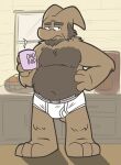  anthro beard briefs brown_body brown_fur brown_hair clothed clothing coffee_cup cole_(goronic) dad_bod english_text facial_hair footprint frown fur hair hand_on_side heyitscousindave male overweight overweight_male pawprint shdow sideburns solo text tighty_whities underwear underwear_only white_briefs white_clothing white_underwear 