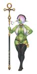  1:2 anal_beads areola areola_slip big_breasts breasts clothing female goblin green_body green_skin hair hi_res huge_breasts humanoid legwear liz_(urw) long_ears not_furry pink_hair sex_toy short_stack solo staff thigh_highs urw wide_hips 