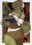  anthro argonian bethesda_softworks blush breasts clothed clothing female hi_res horn looking_at_viewer osada reptile scalie skyrim solo text the_elder_scrolls translated video_games 