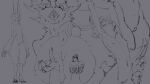  16:9 anthro anus bisamon breasts butt feet female genitals hybrid lagomorph leporid mammal monochrome monster nipples open_mouth pussy rabbit sketch solo tongue widescreen 
