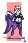 anthro clothing female fuusenroba hair low_res mammal mephitid skunk solo 