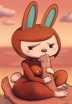  2020 animal_crossing anthro anthro_focus big_penis bodily_fluids breasts brown_body brown_hair buoy_boots carmen_(animal_crossing) duo erection faceless_character faceless_human faceless_male fellatio female female_focus female_on_human genitals hair hi_res human human_on_anthro humanoid_genitalia humanoid_penis interspecies lagomorph leporid looking_aside male male/female male_on_anthro mammal nintendo nipples nude oral penile penis rabbit saliva sex solo_focus video_games 