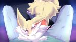  ambiguous_gender anthro black_body black_fur bottomwear braixen butt clothing duo fluffy fluffy_tail fur indarkwaters inner_ear_fluff looking_at_viewer mostly_offscreen_character nintendo pants pawpads paws pok&eacute;mon pok&eacute;mon_(species) red_body red_fur suggestive tuft video_games white_body white_fur 