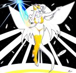  angel anthro big_breasts bludraconoid breasts curvy_figure dragon feathered_wings feathers female hi_res melee_weapon mia_(bludraconoid) navel solo sword voluptuous weapon white_body wings 