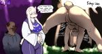  absurd_res all_fours anthro anus begging boss_monster bovid breasts canid canine canis caprine cj_(cjfurs) cjfurs domestic_dog duo english_text female fur genitals hanging_breasts hi_res looking_back male male/female mammal outside presenting pussy sequence signature simple_background text toriel undertale video_games white_body white_fur 