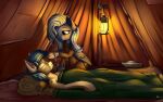  16:10 better_version_at_source caressing_head caring dirty_face equid equine fan_character female feral friendship_is_magic hasbro horse lamp looking_at_another male mammal my_little_pony neko-me pegasus romantic romantic_ambiance sitting sleeping tent widescreen wings 