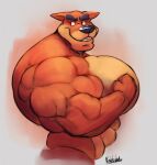  abs activision anthro crash_bandicoot_(series) eyebrows felid feline flexing hi_res looking_back male mammal moobs muscular muscular_anthro muscular_male orange_body pantherine pecs solo teeth tiger tiny_tiger uniparasite video_games 