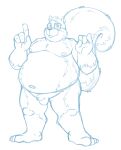  2016 anthro balls belly blue_and_white bravo eyewear flaccid genitals glasses humanoid_genitalia humanoid_hands humanoid_penis male mammal monochrome moobs navel nipples overweight overweight_male penis rodent sciurid simple_background sketch solo white_background 