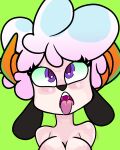  absurd_res ahegao big_breasts bovid breasts caprine crayola_foster female green_background hi_res humanoid looking_pleasured mammal purple_eyes sheep simple_background solo tofu_(crayola_foster) tongue tongue_out 