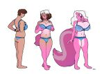  2017 anthro barefoot big_breasts blackshirtboy blue_eyes bra breast_growth breasts brown_hair clothed clothing crossdressing feet female fur gender_transformation growth hair hand_on_breast hi_res human human_to_anthro male mammal mephitid mtf_transformation navel open_mouth pink_body pink_fur sequence short_hair skunk species_transformation standing story story_in_description surprise tail_growth transformation underwear white_hair 