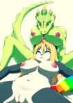  2018 anthro areola big_breasts black_body black_fur blonde_hair blue_eyes blush boob_hat breasts digital_media_(artwork) duo eye_contact eyebrows eyelashes female female/female forked_tongue fur genitals giant_panda green_body green_skin hair hi_res horn kimmy lizard looking_at_another looking_down looking_up lying mammal multicolored_tail navel nipples non-mammal_breasts nude numinex on_back pink_areola pink_eyes pink_nipples pink_nose pupils pussy rainbow_tail reptile scalie simple_background sitting slit_pupils spread_legs spreading tongue tongue_out uel ursid white_body white_fur 