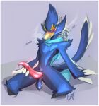  anthro avian balls beak bird blue_body blue_feathers bodily_fluids breath_of_the_wild catto_(artist) erection feathered_wings feathers genital_fluids genitals hi_res licking licking_lips male masturbation mostly_nude nintendo nude penile penile_masturbation penis precum revali rito scarf scarf_only sitting solo tail_feathers tapering_penis the_legend_of_zelda tongue tongue_out video_games winged_arms wings 