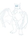  2019 absurd_res anthro balls beard belly blue_and_white bravo chiropteran eyewear facial_hair flaccid genitals hi_res humanoid_genitalia humanoid_penis male mammal monochrome moobs mustache overweight overweight_male penis solo sunglasses wings 