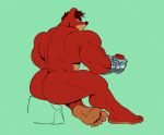  activision anthro bandicoot barefoot biceps big_but black_nose butt crash_bandicoot_(series) crunch_bandicoot cup dirtyyeen eyebrows feet fist furgonomics looking_at_viewer looking_back male mammal marsupial muscular muscular_anthro muscular_legs muscular_male muscular_thighs nude prosthetic rear_view red_body shoegaze. sitting solo thick_eyebrows video_games 