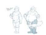  2018 anthro belly bravo canid canine canis clothing domestic_dog genitals humanoid_genitalia humanoid_hands humanoid_penis male mammal mature_male moobs nipples overweight overweight_male penis simple_background solo underwear white_background 