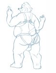  2018 anthro badger balls belly bravo butt clothing eyewear genitals glasses hi_res humanoid_hands jockstrap male mammal mature_male mustelid musteline overweight overweight_male simple_background sketch solo underwear white_background 