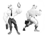  anthro belt big_bulge big_muscles big_nose blush bottomless bottomwear briefcase bulge butt canid canine canis clothed clothing dirtyyeen domestic_dog embarrassed erection erection_under_clothing floppy_ears footwear hi_res huge_muscles male mammal multiple_poses muscular muscular_anthro muscular_legs muscular_male muscular_thighs necktie pants pose shoegaze. shoes socks solo standing tight_clothing topwear 