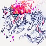  0sfa 1:1 2021 4_toes amaterasu ambiguous_gender black_nose canid canine canis capcom claws deity digitigrade feet feral fur hi_res mammal myarukawolf paws pink_eyes quadruped solo toe_claws toes traditional_media_(artwork) video_games white_body white_fur wolf ōkami 