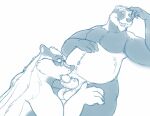  2018 anthro badger balls bravo duo erection eyewear genitals glasses humanoid_genitalia humanoid_hands humanoid_penis male male/male mammal mustelid musteline oral overweight overweight_male penis sex simple_background white_background 