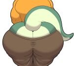  anthro big_butt bottomwear brown_bottomwear brown_clothing brown_pants butt butt_cleavage clothing colelucario dragon green_body hi_res huge_butt male obese oliver_(colelucario) orange_clothing orange_shirt orange_topwear overweight pants rear_view shirt simple_background solo topwear white_background 