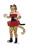  2017 absurd_res anthro ballerina ballet big_breasts blackshirtboy blonde_hair blue_eyes breasts claws clothing fake_ears felid female fur hair hi_res human human_to_anthro leopard looking_down mammal mid_transformation pantherine simple_background solo species_transformation spots spotted_body standing tahlia tan_body tan_fur torn_clothing transformation white_background 