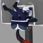  1:1 absurd_res anthro basketball bully bullying clothed clothing clothing_pull dazed digital_media_(artwork) dizzy embarrassed exposed female fur hi_res humiliation hyaenid mammal ramerooni simple_background solo underwear underwear_pull wedgie 