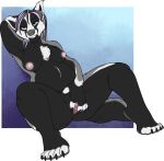  alpha_channel anthro badger black_body black_fur breasts chest_tuft claws clitoris facial_piercing female fur genitals half-closed_eyes hi_res lip_piercing looking_at_viewer mammal mustelid musteline narrowed_eyes nipples oli_snowpaw piercing pussy sitting slightly_chubby smile solo spread_legs spread_pussy spreading tuft 
