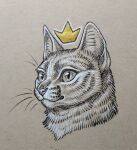  2021 domestic_cat felid feline felis fur headshot_portrait hi_res katie_hofgard mammal portrait traditional_media_(artwork) whiskers 