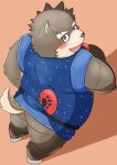  anthro asian_clothing blush butt canid canine canis clothing domestic_dog east_asian_clothing fundoshi happi_(clothing) hi_res inunodaidokoro japanese_clothing looking_back male mammal moritaka paper_fan scar solo tokyo_afterschool_summoners underwear video_games 
