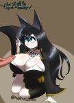  absurd_res asian_clothing big_breasts big_ears black_hair blue_eyes blush body_writing breasts canid canine clothing duo east_asian_clothing female fox hair hi_res huge_breasts humanoid japanese_clothing kimono looking_up male male/female mammal medicinal_succ vivian_kasai wide_hips 