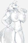  animal_humanoid anthro areola beverage big_breasts bodily_fluids breasts canid canid_humanoid canine canine_humanoid canis clothed clothing female fur hair hi_res humanoid kiera_(shot_one) looking_at_viewer looking_down mammal mammal_humanoid nipples scar shot_one simple_background smile smug smug_face smug_grin solo sweat thick_thighs topless unknown_artist video_games wolf wolf_humanoid 