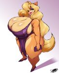  absurd_res activision anthro bandicoot big_breasts bimbofication blonde_hair breast_implants breasts cleavage clothed clothing crash_bandicoot_(series) female hair hair_over_eye hi_res huge_breasts hyper hyper_breasts mammal marsupial one_eye_obstructed solo superix tawna_bandicoot thick_thighs video_games 