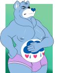  &lt;3 absurd_res belly belly_markings blue_body blue_fur blush care_bears fur grumpy_bear heart_nose hi_res male markings nipples overweight solo tocatao 