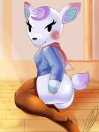  absurd_res aerth animal_crossing anthro blush blush_stickers bottomless butt_pose cervid clothed clothing diana_(animal_crossing) female hi_res legwear looking_at_viewer mammal nintendo pose solo stockings video_games 