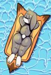  absurd_res anthro big_butt butt clothing disney female hi_res judy_hopps lagomorph leporid lying mammal on_front pool_float rabbit sleeping solo someth1ngoranother swimming_pool swimwear thick_thighs water zootopia 