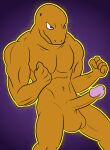  absurd_res anthro aura balls darkajugin dragon_ball dragon_ball_super erection genitals hi_res male muscular nude orange_body orange_skin penis purple_eyes scalie simple_background solo vuon_(dragon_ball_super) 