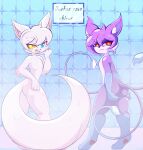  absurd_res age_difference anthro bathroom bedroom_eyes butt canid canine domestic_cat duo felid feline felis fox girly heterochromia hi_res looking_at_viewer male mammal narrowed_eyes salazar_(xdragoncam) seductive senkyu_(xdragoncam) showering text translation_check translation_request xdragoncam younger_male 